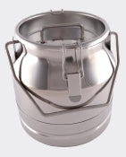 10L AISI 304 stainless steel milk can with airtight lid, reinforced body, and ergonomic rocking handle for safe, hygienic transport and storage.