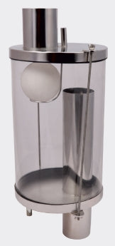 Stainless steel sanitary trap with glass bowl and float ball protects vacuum pump, prevents milk overflow, and ensures safe, hygienic milking system operation.