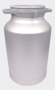 Lightweight aluminum milk can for easy daily use. Compatible with milking machines, it offers efficient handling, mobility, and reduced physical strain.
