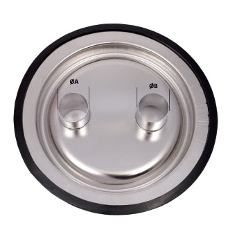 Stainless steel milk transfer lid enables continuous bucket-to-bucket milking with 40 mm ports, ensuring hygienic, efficient high-yield milk flow.
